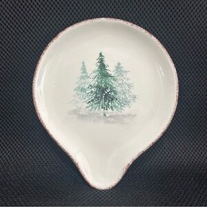 Winter Trees on White Spoon Rest 6.5" Ceramic Christmas Green Hobby Lobby Snow